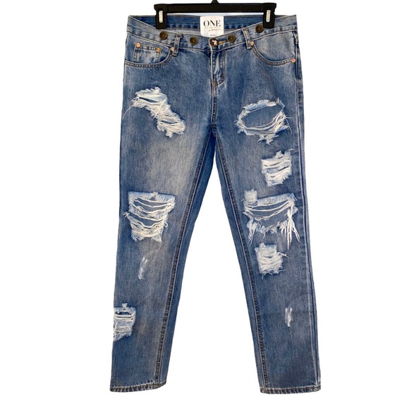 ONE TEASPOON Awesome Baggies Destroyed Low Jeans Size 27 - Picture 15 of 16